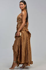 CELESTE RUFFLE MAXI DRESS IN BRONZE