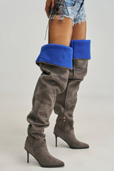 AZALEA WANG FABIOLA GREY MULTI STILETTO BOOT