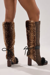 AKIRA GOLD MIKAELA BROWN MULTI MATERIAL BOOT