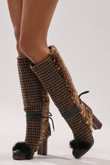 AKIRA GOLD MIKAELA BROWN MULTI MATERIAL BOOT