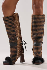AKIRA GOLD MIKAELA BROWN MULTI MATERIAL BOOT