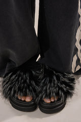 AKIRA MIRAY BLACK MULTI FUR SLIDE
