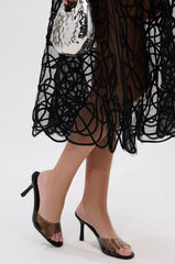 AKIRA RAYA BLACK PVC CHUNKY HEEL SANDAL