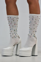 CRYSTAL CONFETTI CREW SOCK IN WHITE