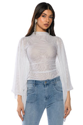 ADORE BELL SLEEVE MESH TOP