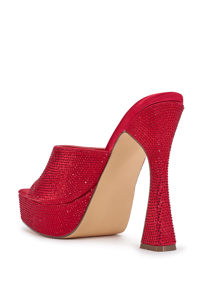 AKIRA GOLD ALEXUS RED RHINESTONE SANDAL