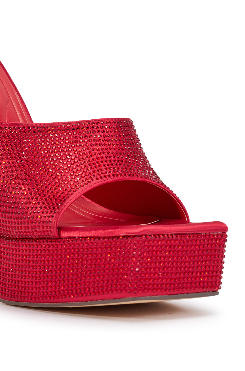AKIRA GOLD ALEXUS RED RHINESTONE SANDAL