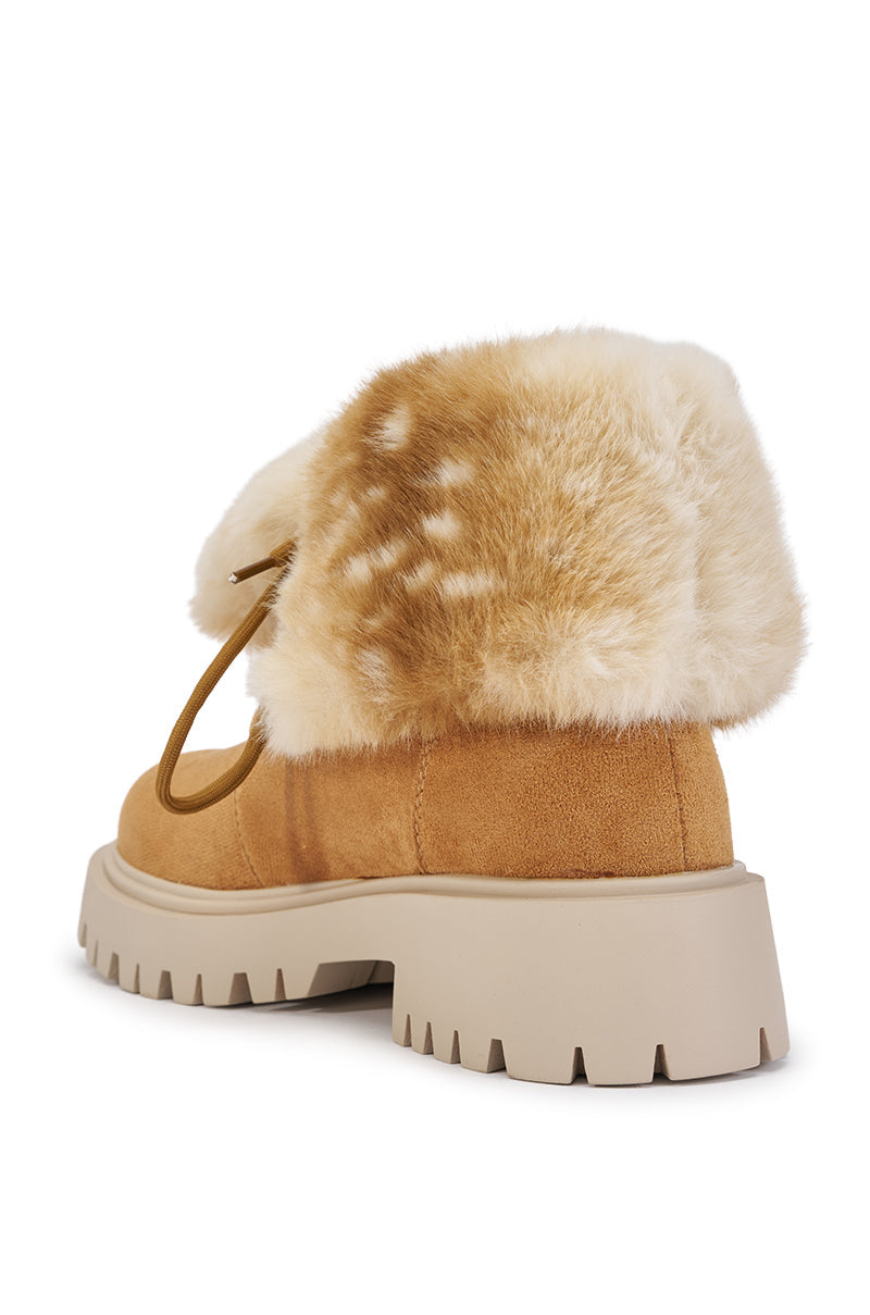 AZALEA WANG AVENUE CAMEL FLAT BOOTIE