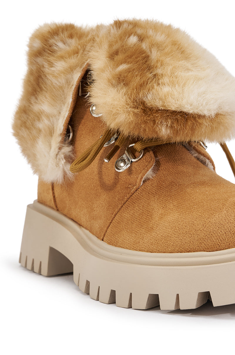 AZALEA WANG AVENUE CAMEL FLAT BOOTIE