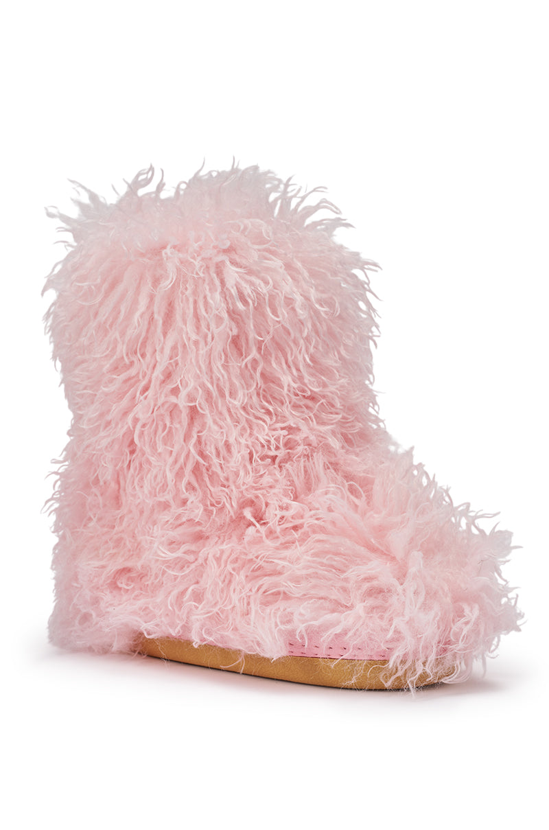 AZALEA WANG AZAD PINK MOHAIR FLAT BOOTIE