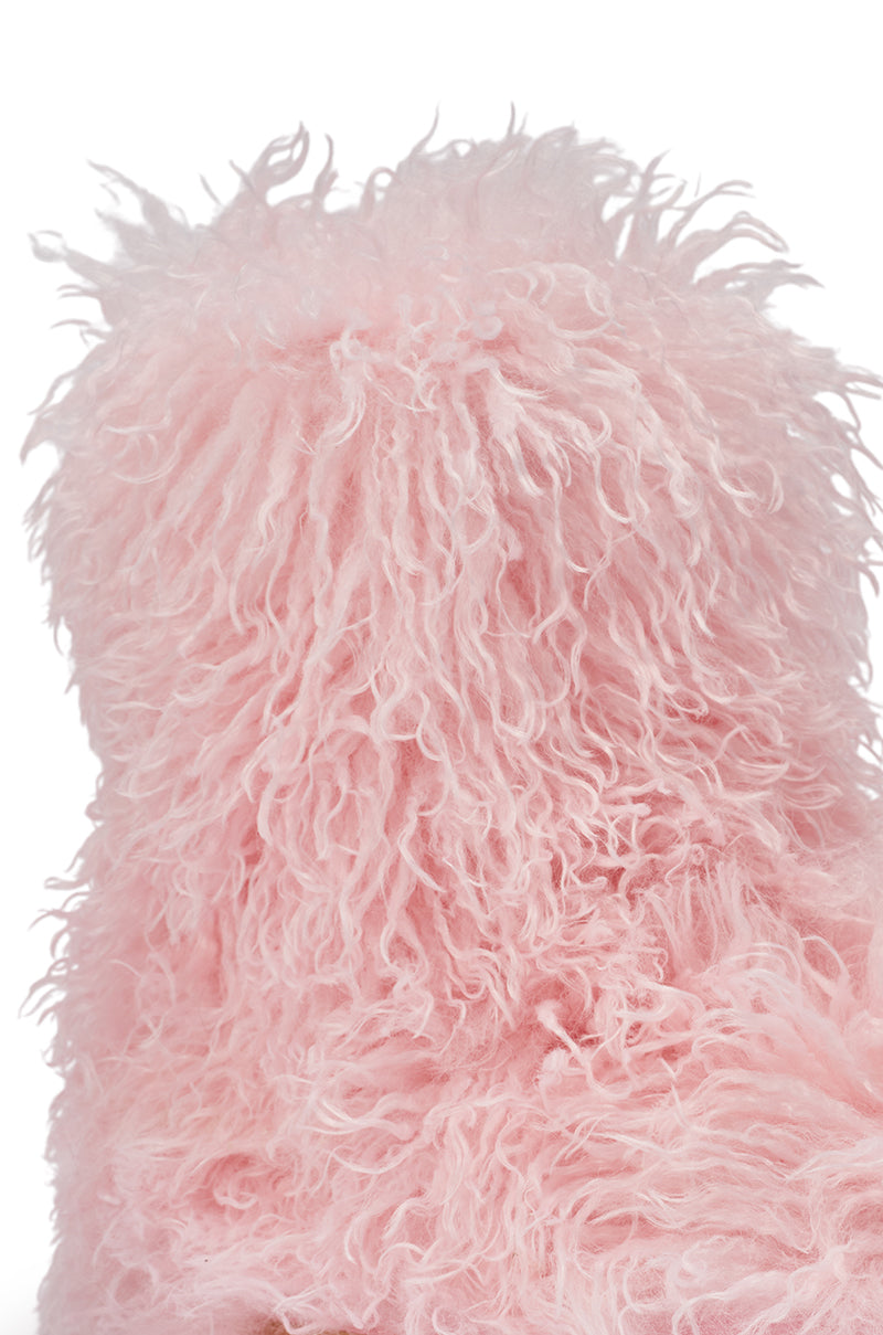 AZALEA WANG AZAD PINK MOHAIR FLAT BOOTIE