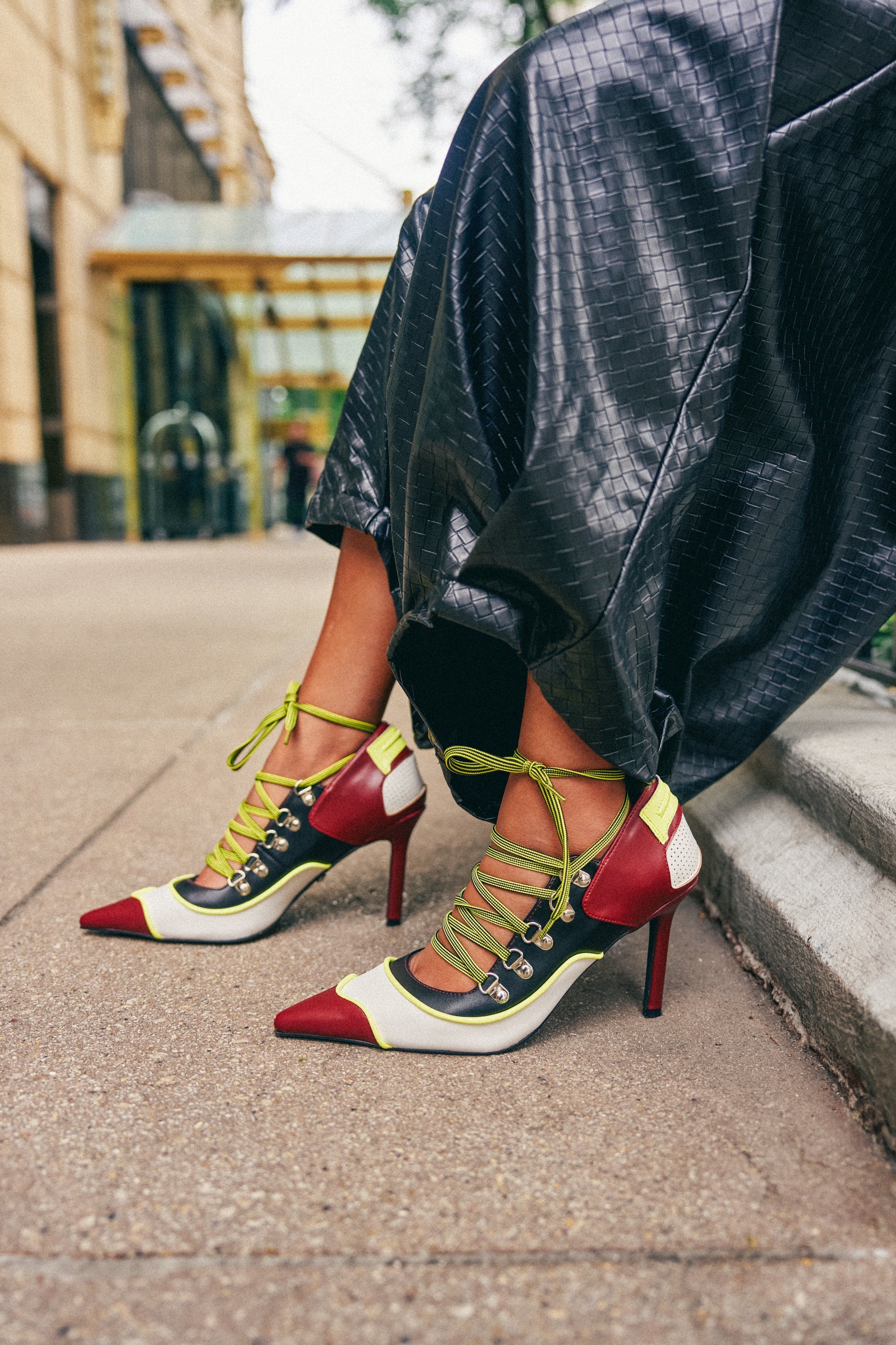 AZALEA WANG BLITZ MULTI COLOR LACE UP STILETTO PUMP