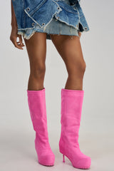 AZALEA WANG CLEDQYN PINK SUEDE STILETTO BOOT