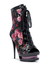 AKIRA GOLD DACINDRA BLACK MULTI SEQUIN STILETTO PLATFORM BOOTIE