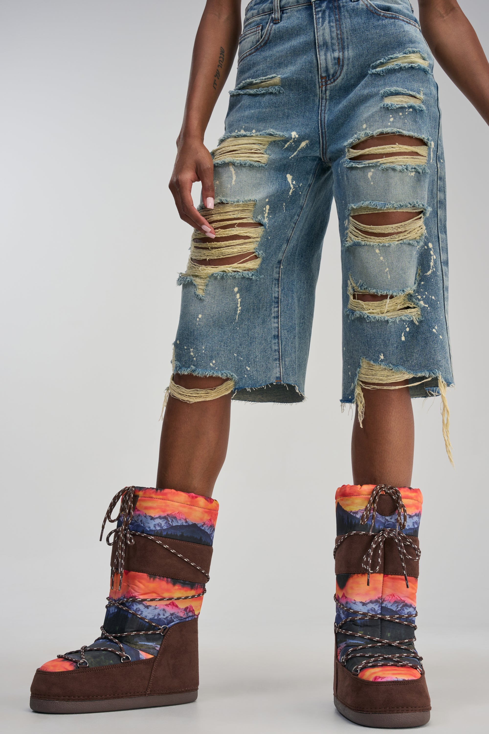 AZALEA WANG FROSTLING MULTI COLOR PRINT FLAT BOOT