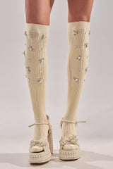 COCO EMBELLISHED SOCKS IN CREAM