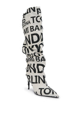 AKIRA GOLD GLENN BLACK WHITE CITIES STILETTO BOOT