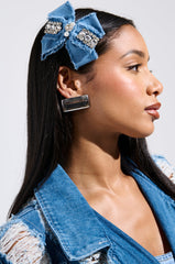 DAZZLING DENIM HAIR BOW