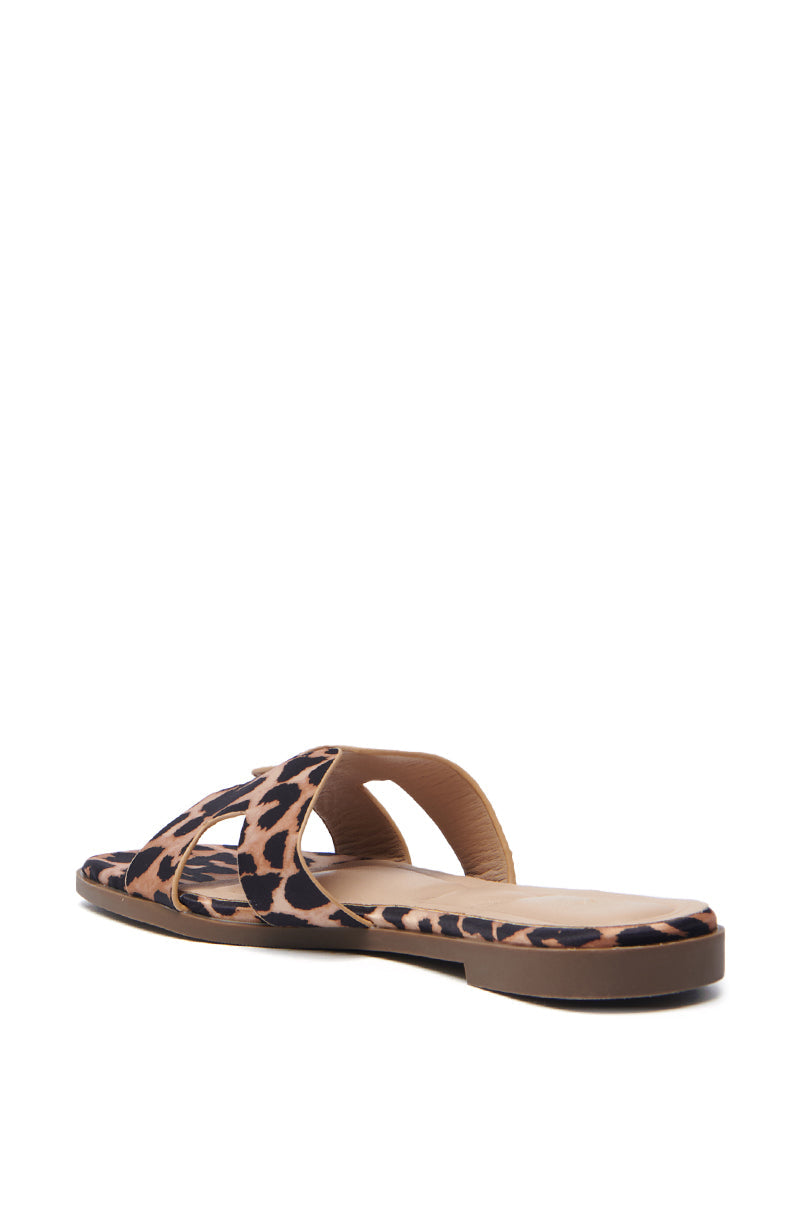 AKIRA HOWDY FAUX SUEDE LEOPARD SLIP ON SANDAL