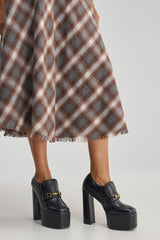 AZALEA WANG JUSTLY BLACK PU PLATFORM BLOCK HEEL PUMP