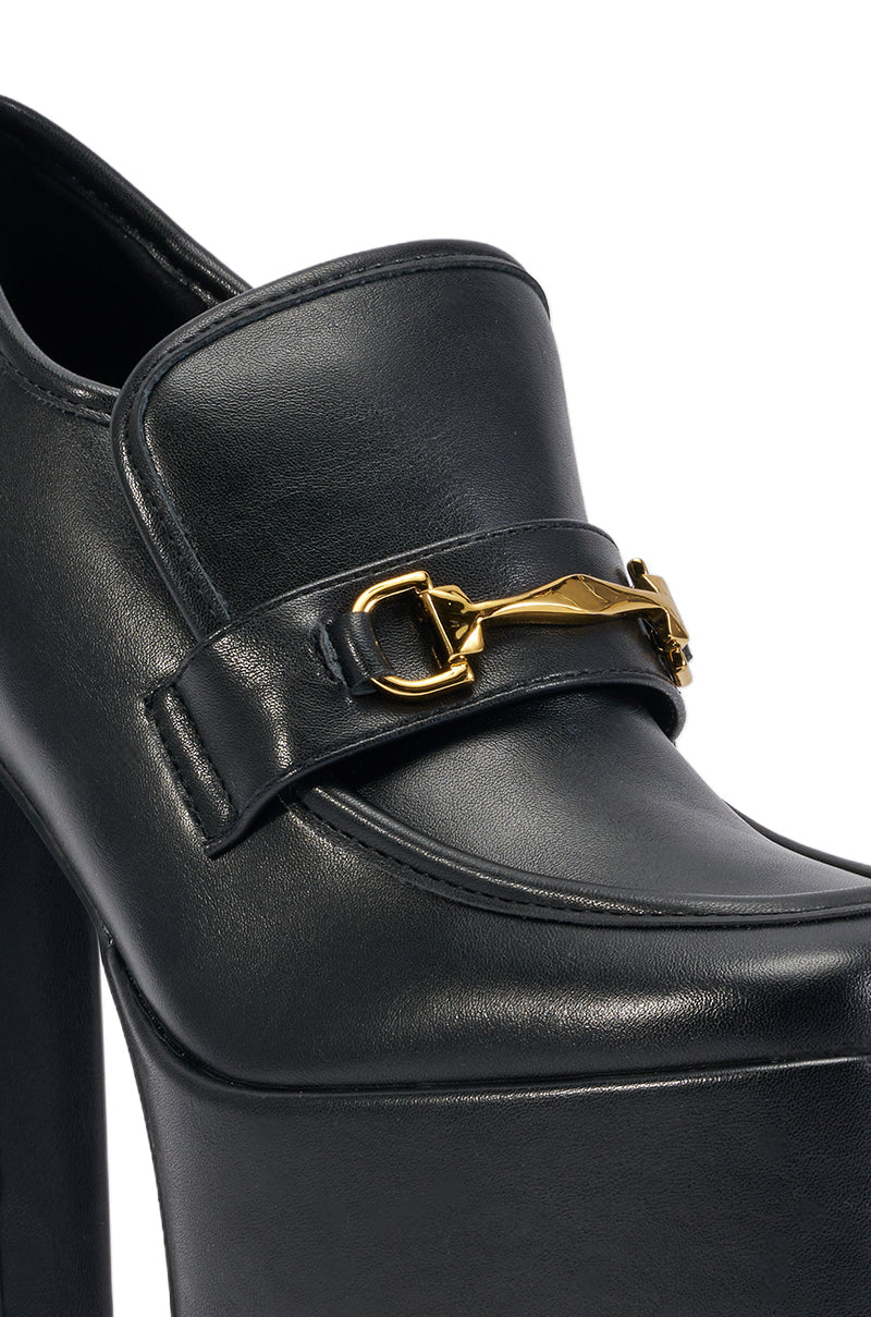 AZALEA WANG JUSTLY BLACK PU PLATFORM BLOCK HEEL PUMP