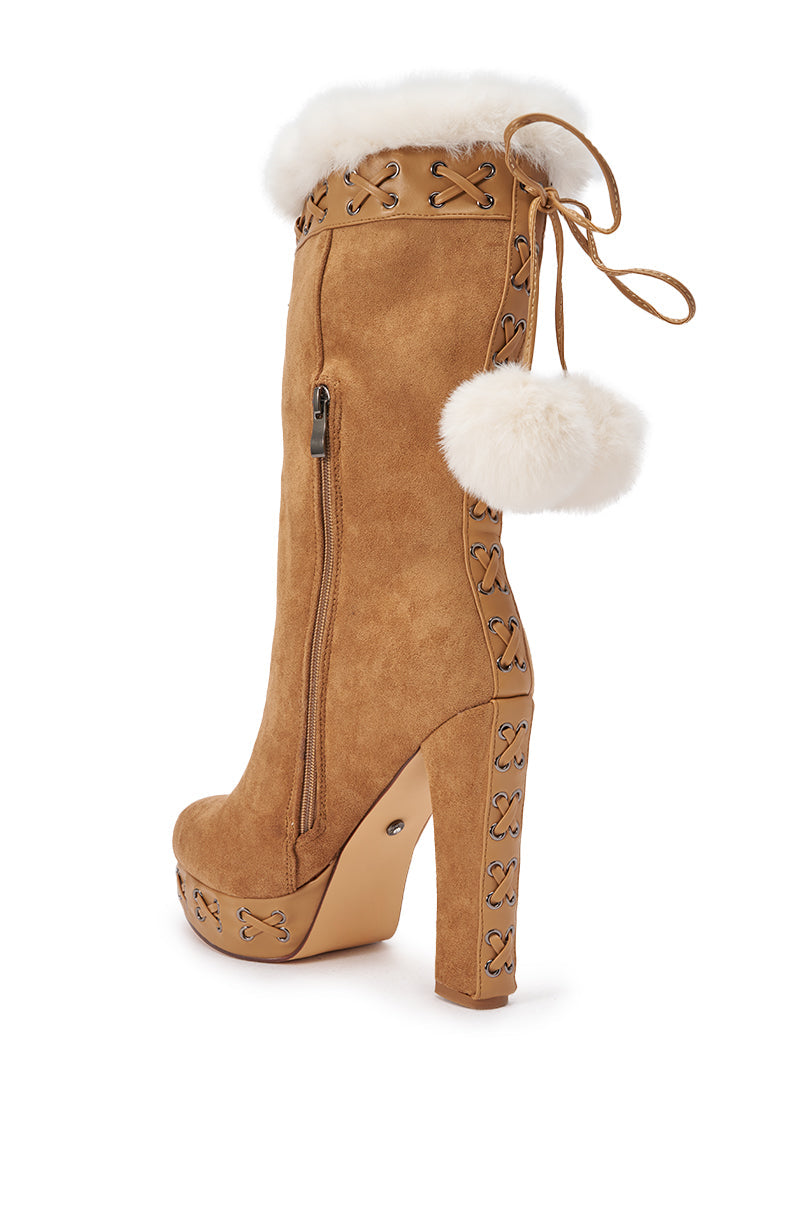 AZALEA WANG KATO CHESTNUT WHIP STITCH BLOCK BOOTIE