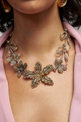 CRYSTAL PETAL STATEMENT NECKLACE