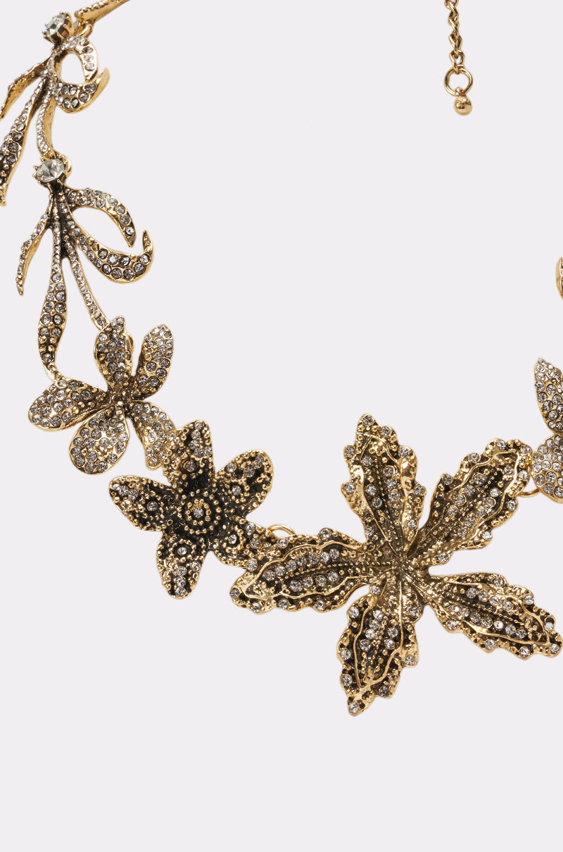 CRYSTAL PETAL STATEMENT NECKLACE