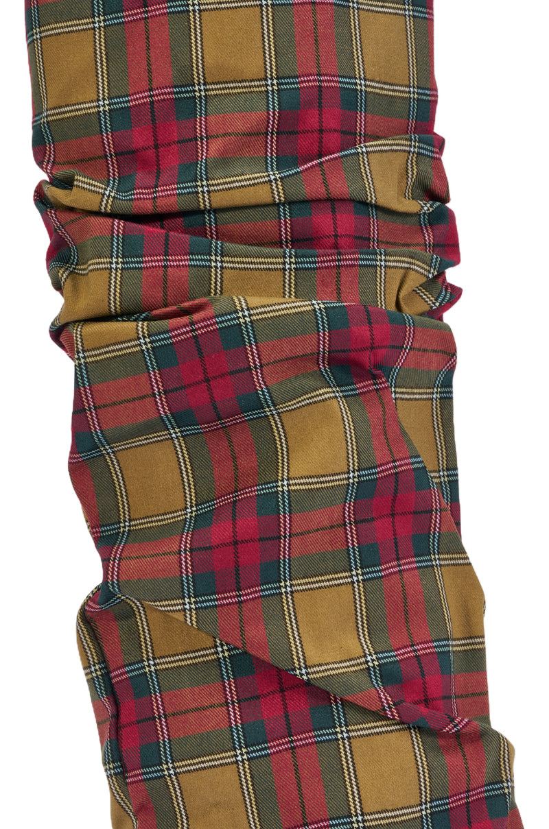 AZALEA WANG LAVINIA PLAID SLOUCHY WEDGE BOOT