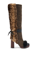 AKIRA GOLD MIKAELA BROWN MULTI MATERIAL BOOT