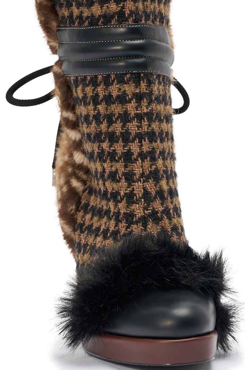 AKIRA GOLD MIKAELA BROWN MULTI MATERIAL BOOT
