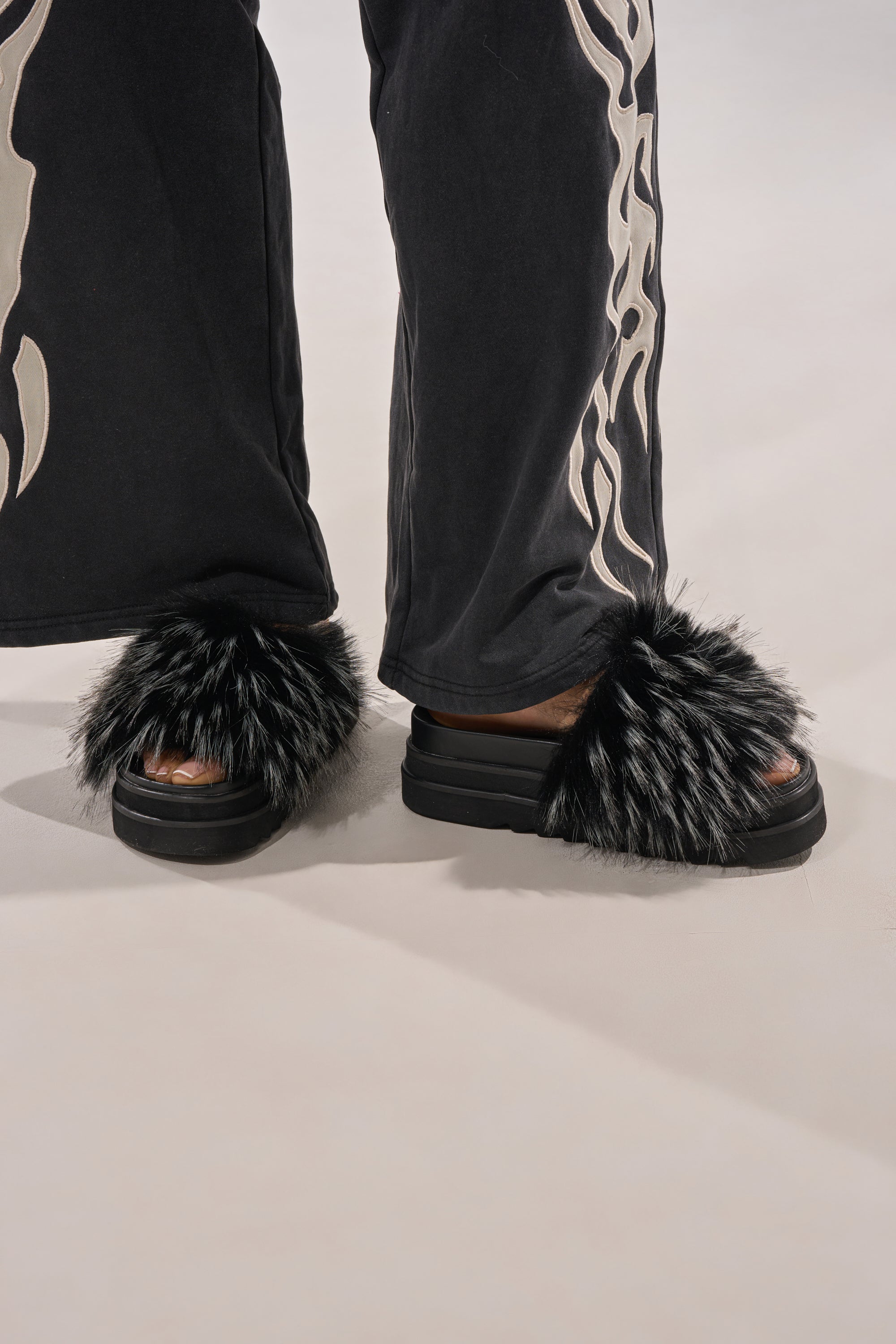 AKIRA MIRAY BLACK MULTI FUR SLIDE