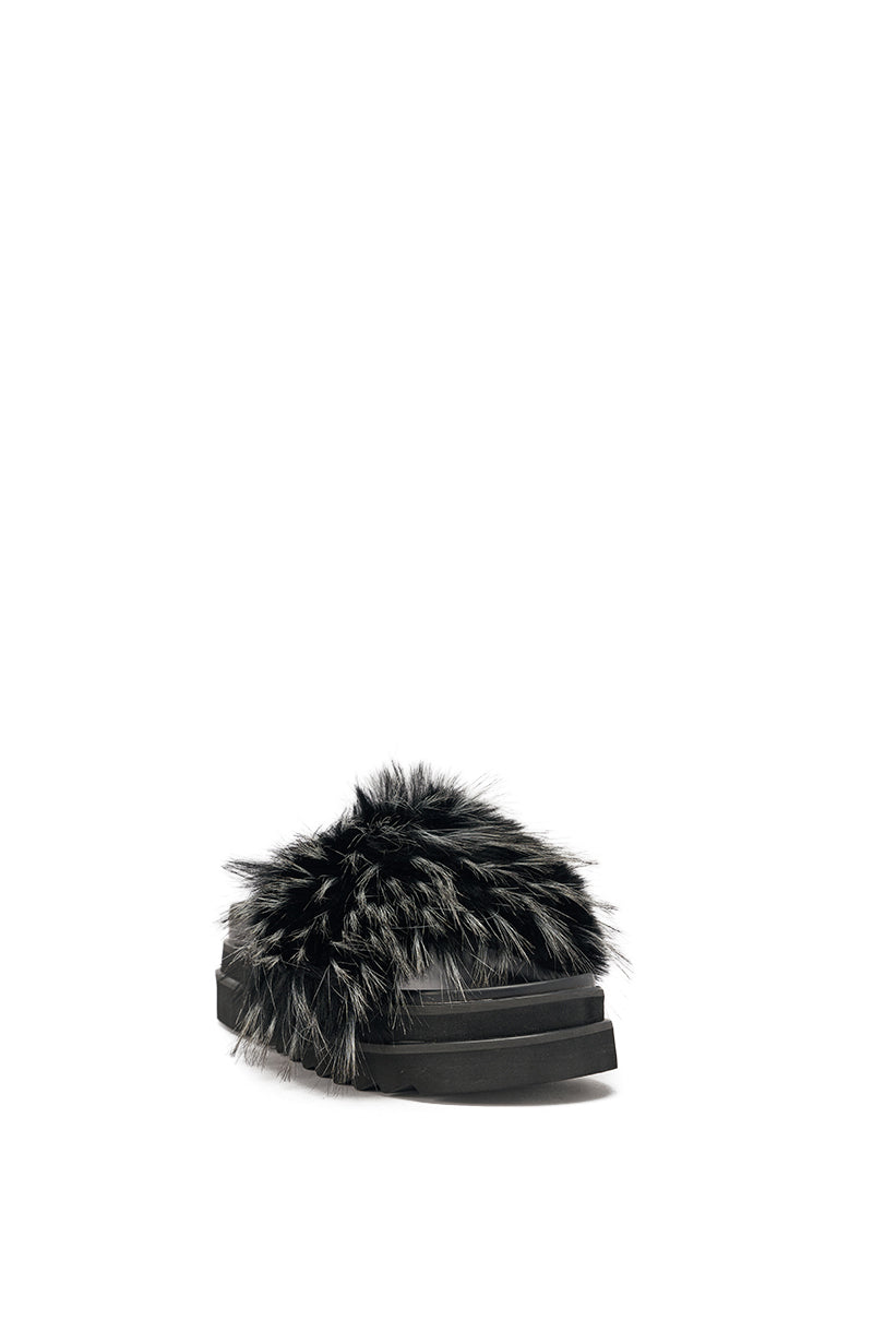 AKIRA MIRAY BLACK MULTI FUR SLIDE
