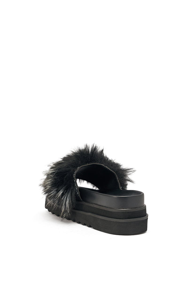 AKIRA MIRAY BLACK MULTI FUR SLIDE