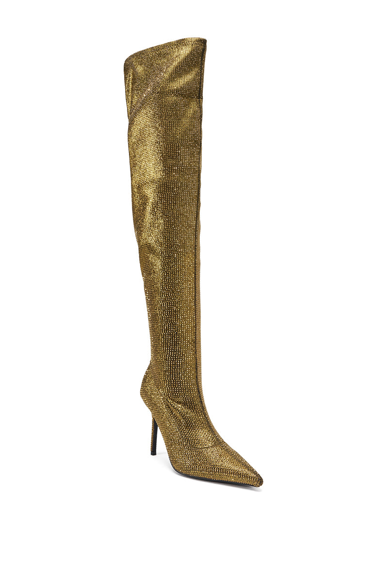 AKIRA GOLD SELMA GOLD SPARKLE OVER THE KNEE BOOT
