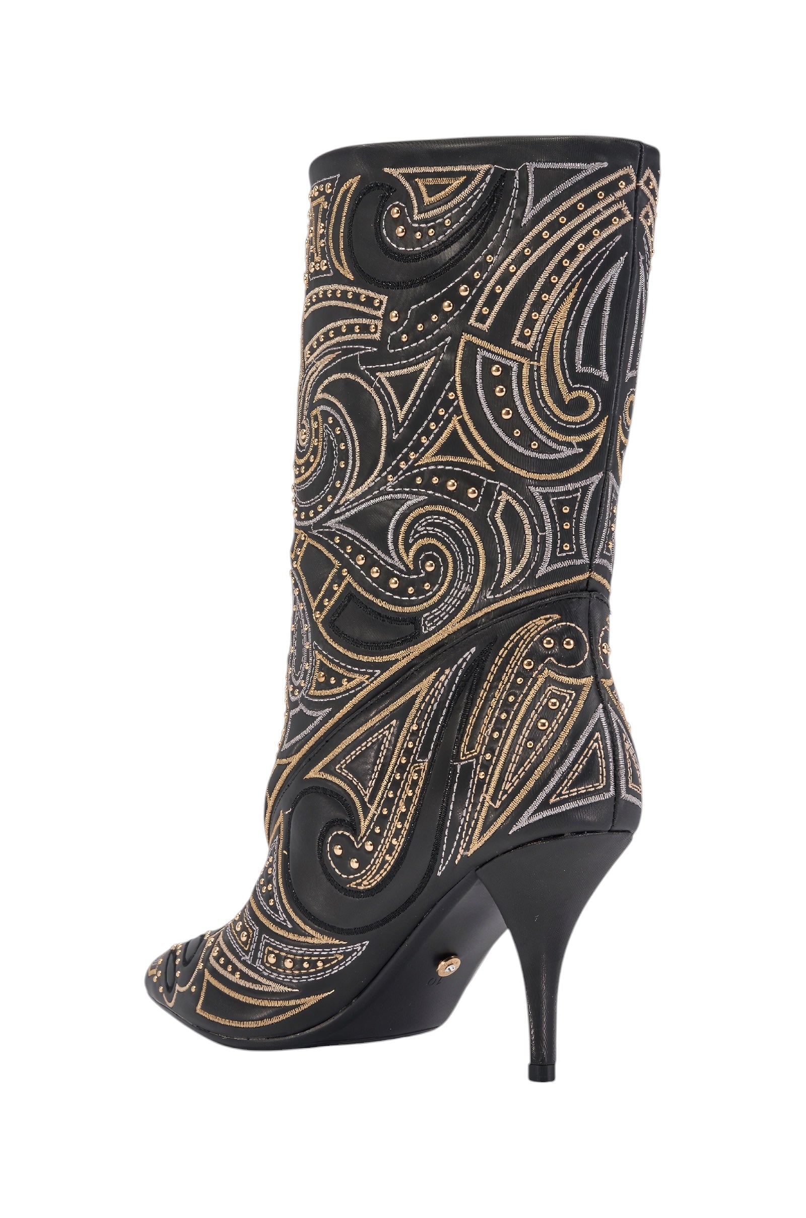 AKIRA GOLD ZORINA BLACK MULTI METALLIC PATTERNED BOOTIE