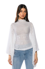 ADORE BELL SLEEVE MESH TOP