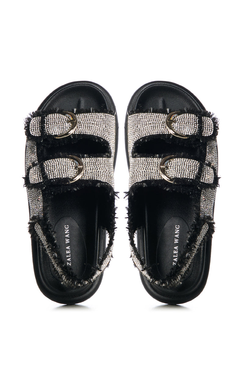 AZALEA WANG BASIA BLACK SILVER RHINESTONE SANDAL