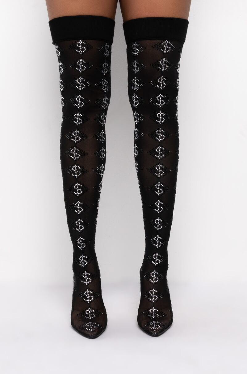 AZALEA WANG BLING BLING STILETTO BOOT IN BLACK