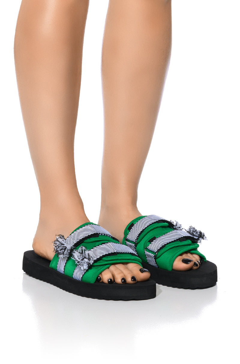 AZALEA WANG BOKA SLIP ON FLAT SANDAL IN GREEN