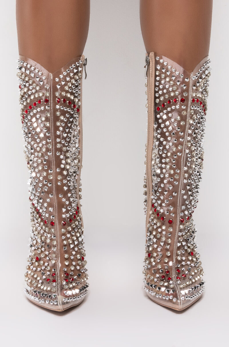 AZALEA WANG CENTER OF ATTENTION STILETTO BOOTIE IN NUDE
