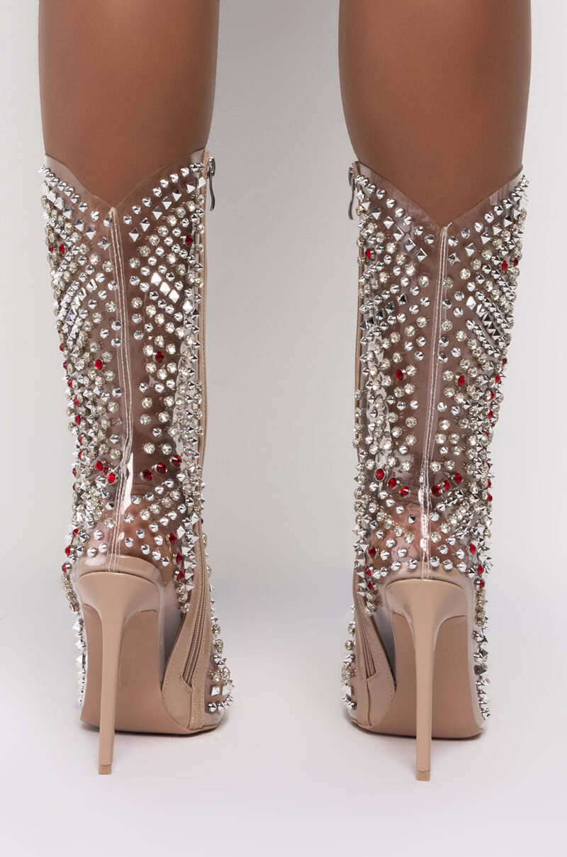 AZALEA WANG CENTER OF ATTENTION STILETTO BOOTIE IN NUDE