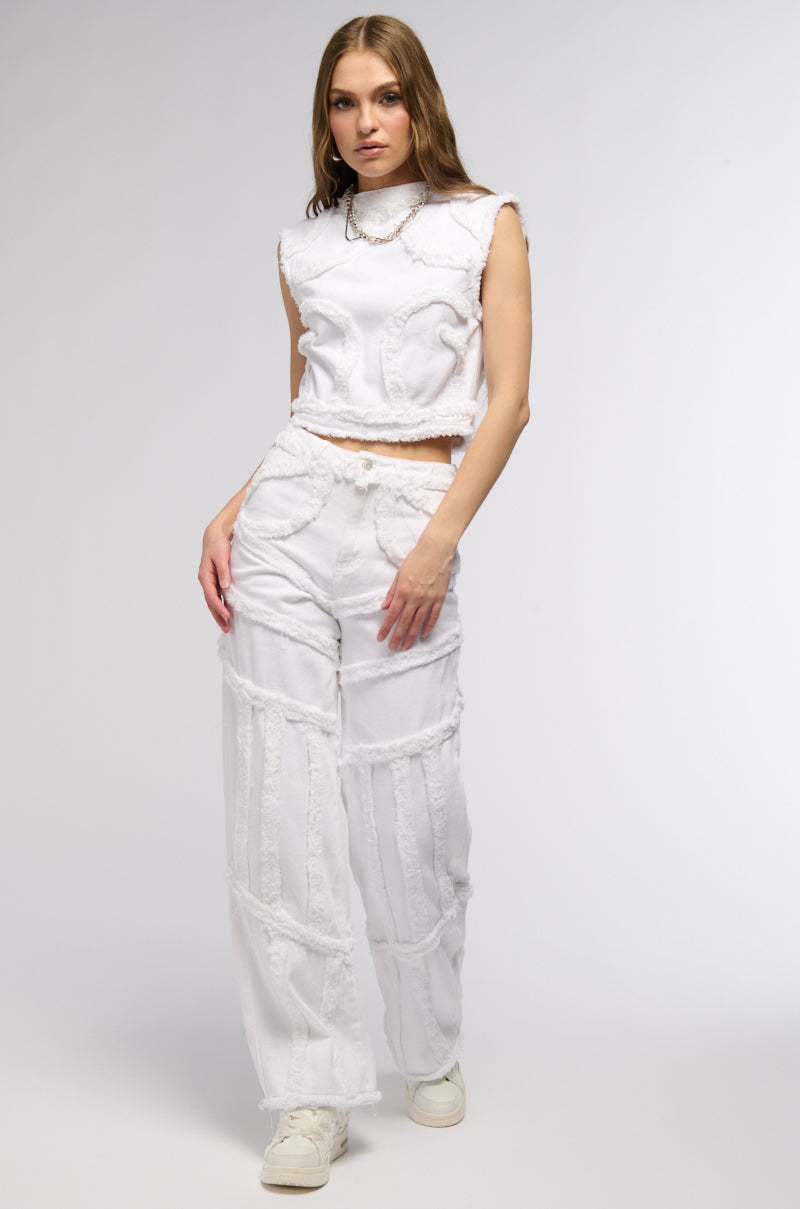 CIARA DISTRESSED WIDE LEG JEANS