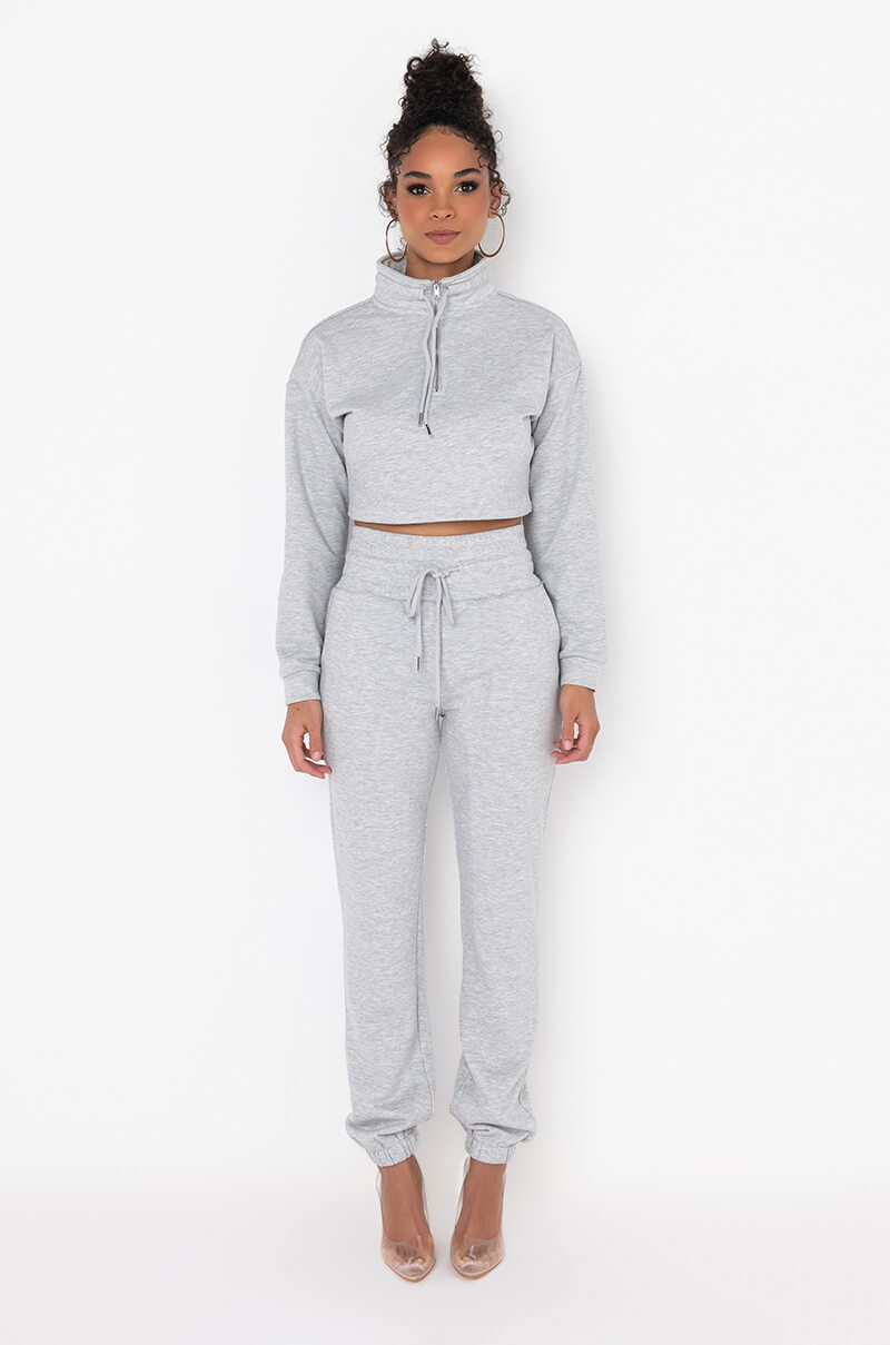 COMFY CROP SWEATSHIRT HEATHER GREY