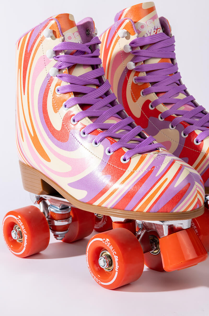 COSMIC SKATES SWIRL PRINT ROLLER SKATES