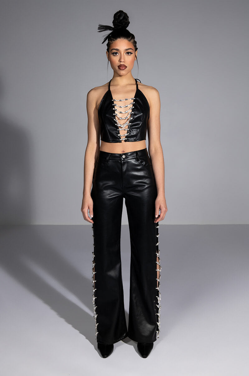 COVERED IN ICE FAUX LEATHER PANT