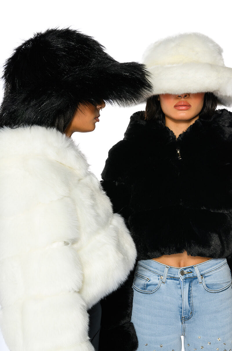 DIVINE FEMININE OVERSIZED FAUX FUR BUCKET HAT